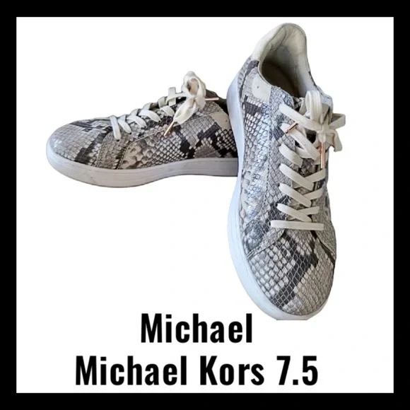 Michael Kors Snakeskin Print Leather Sneakers